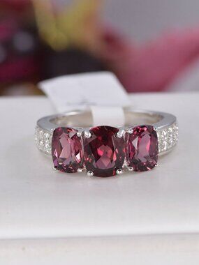 Natural Rhodolite in Solid 925 Sterling Silver
